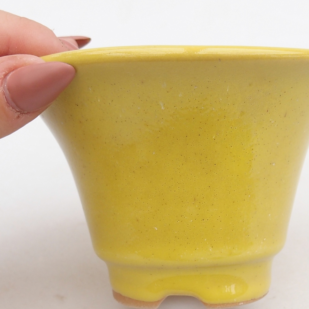 Bol à bonsaï en céramique 10,5 x 10,5 x 7 cm, jaune