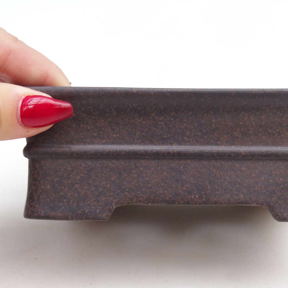 Bol à bonsaï en céramique 14,5 x 10,5 x 5 cm, couleur ocre brunâtre