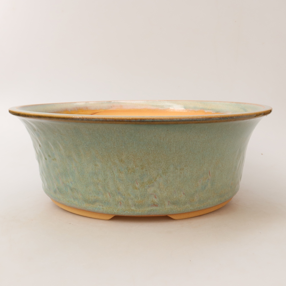 Pot à bonsaï en céramique 29 x 29 x 9,5 cm, couleur verte