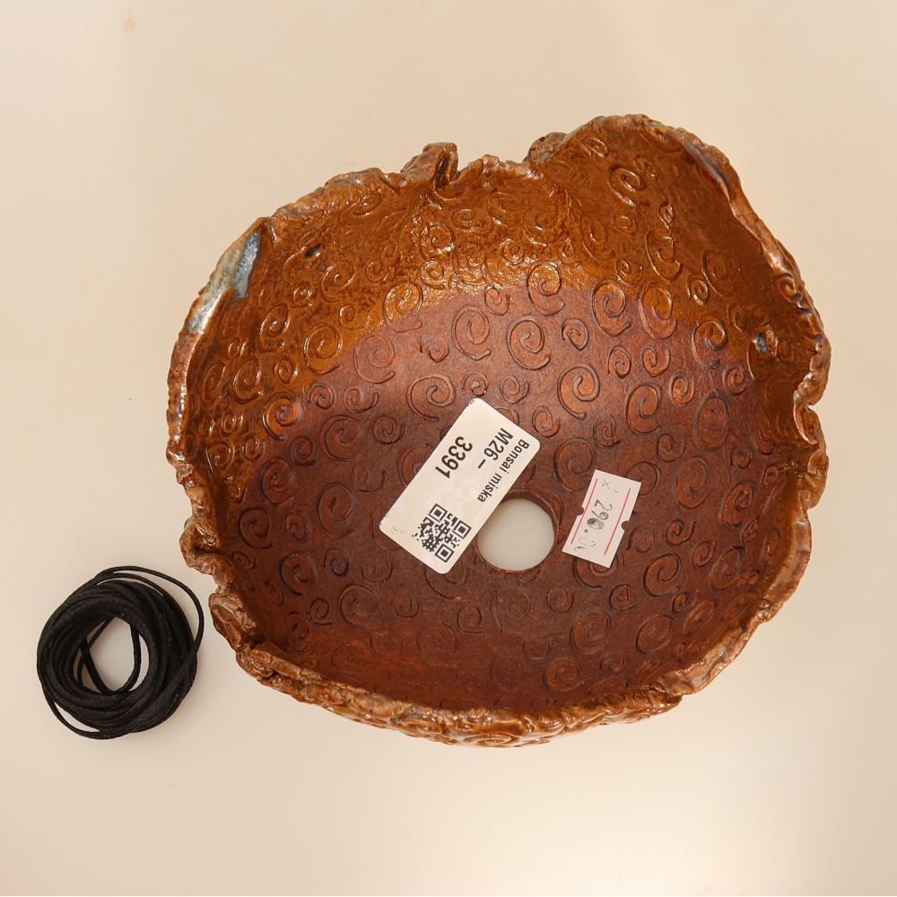 Coquille en céramique pour kokedama, 13 x 13 x 8 cm, couleur marron