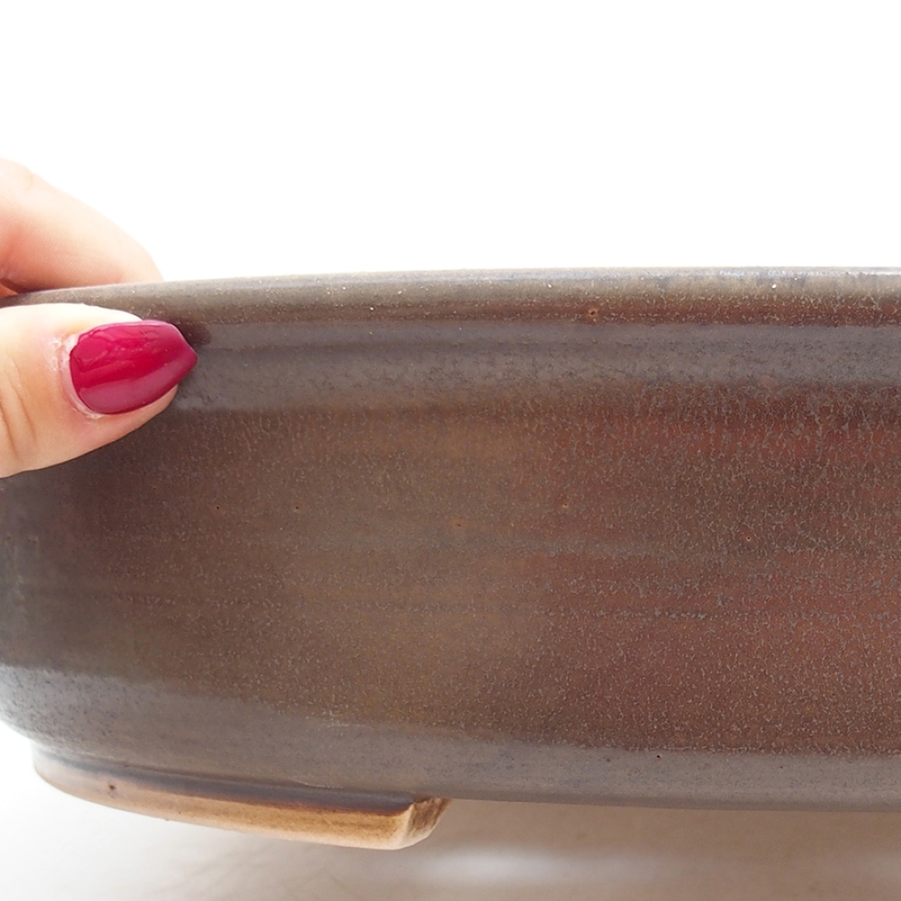 Bol à bonsaï en céramique 32,5 x 28,5 x 7,5 cm, brun