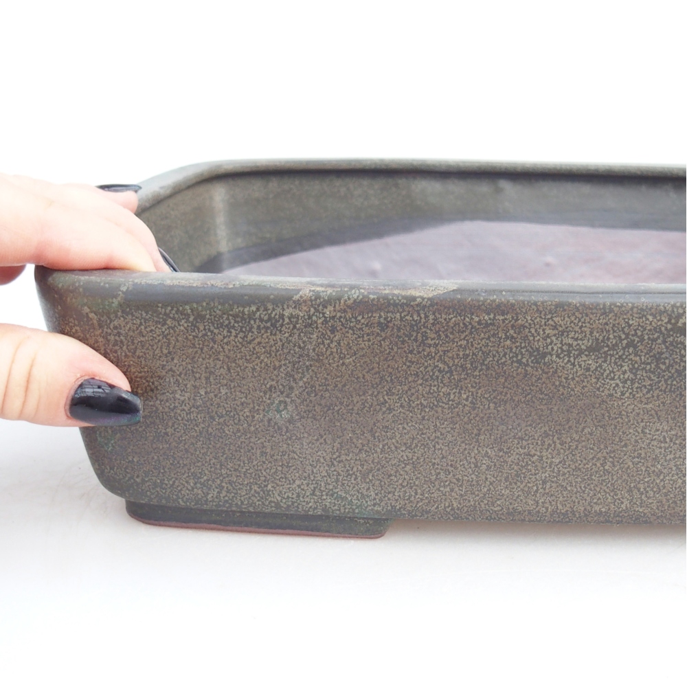 Bol à bonsaï en céramique 26,5 x 20,5 x 7 cm, gris