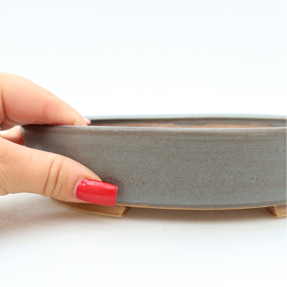 Pot à bonsaï en céramique 21 x 19 x 4,5 cm, couleur bleue