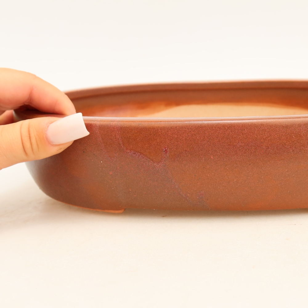 Pot à bonsaï en céramique 27 x 21 x 5,5 cm, couleur bordeaux