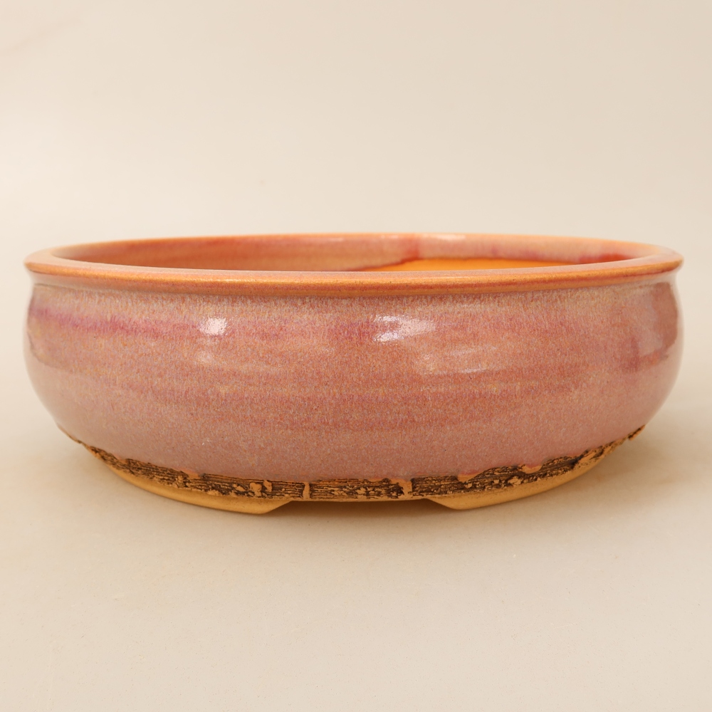 Pot à bonsaï en céramique 23 x 23 x 7 cm, couleur rose