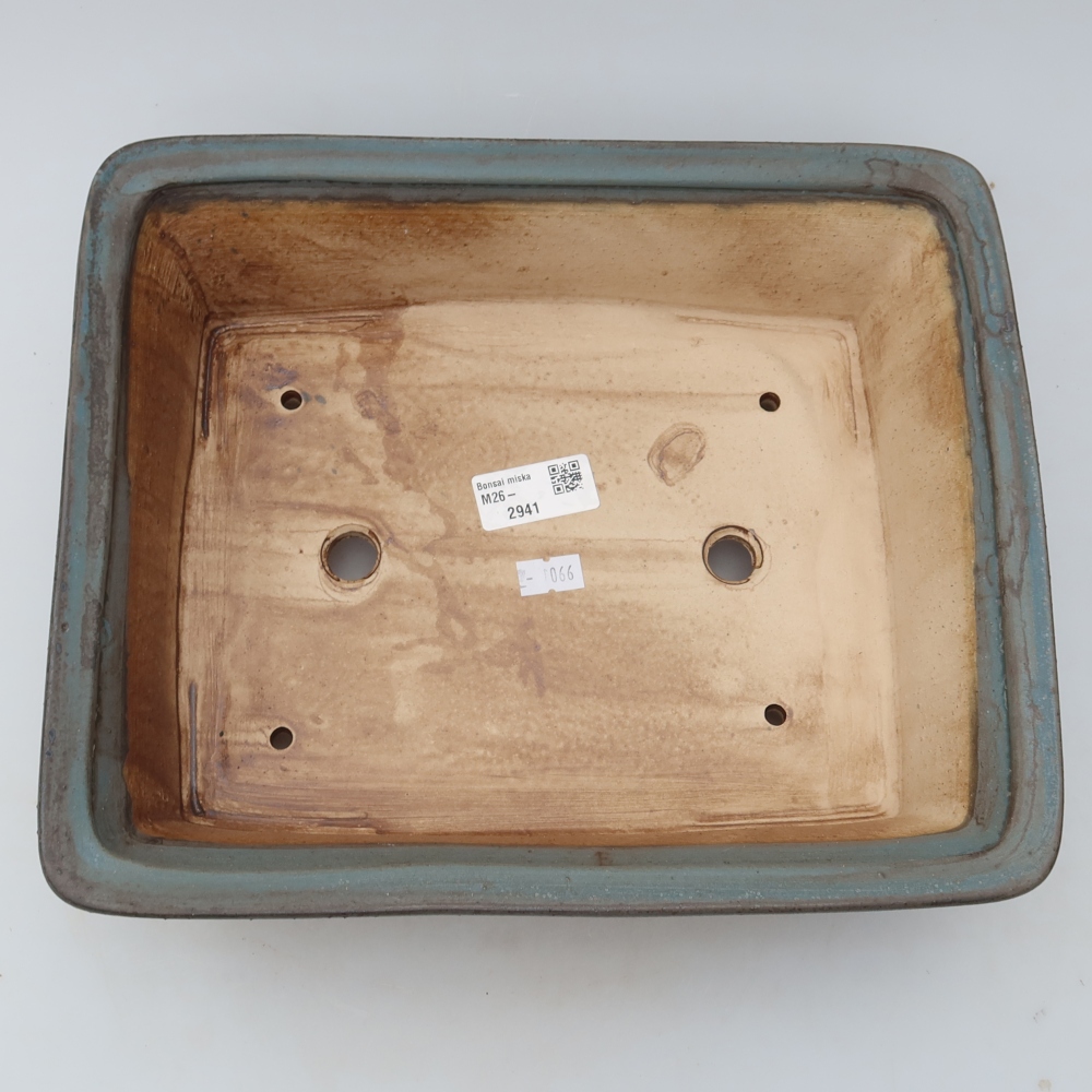 Pot à bonsaï en céramique 29,5 x 24 x 8 cm, couleur bleue
