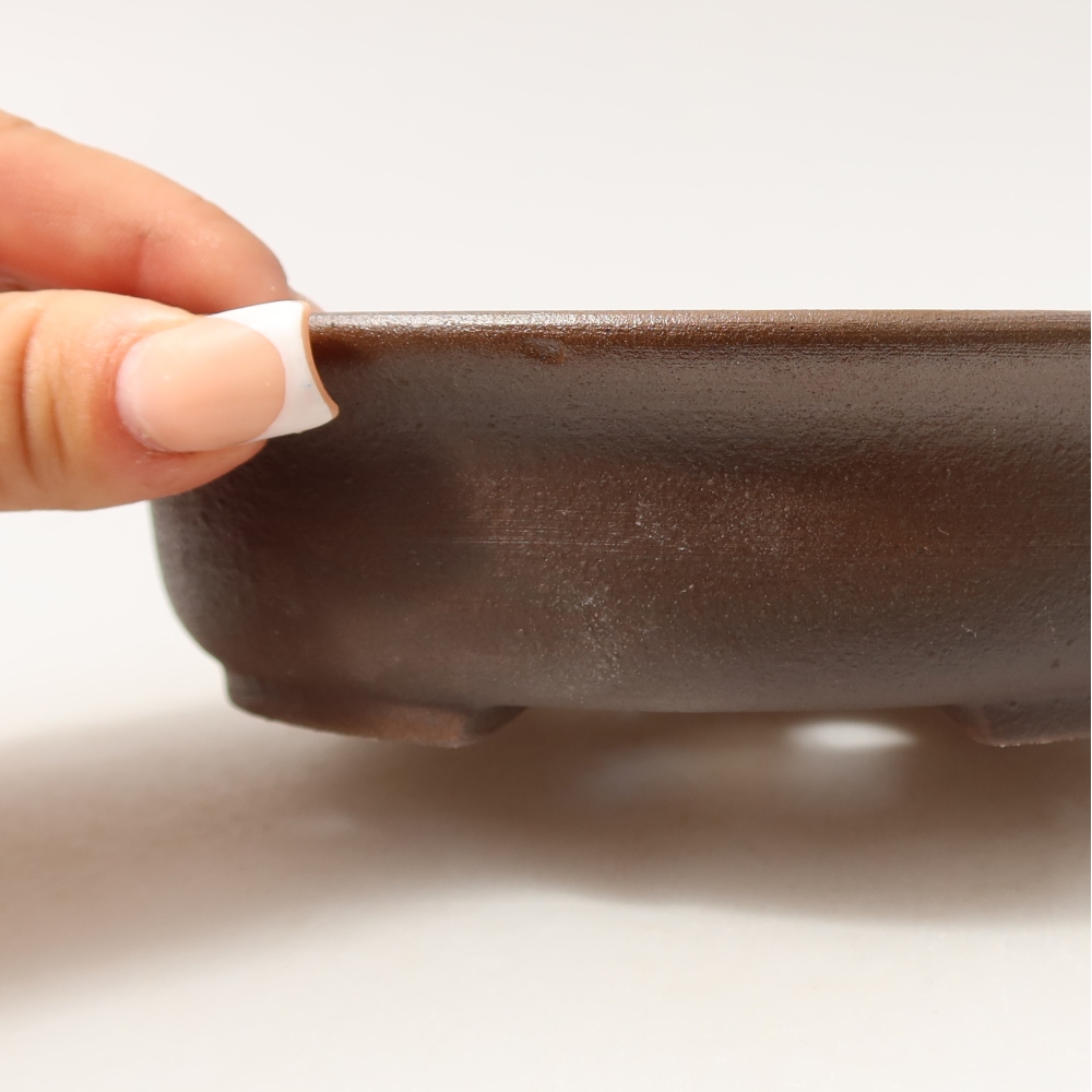Pot à bonsaï en céramique 15,5 x 14,5 x 4 cm, couleur marron
