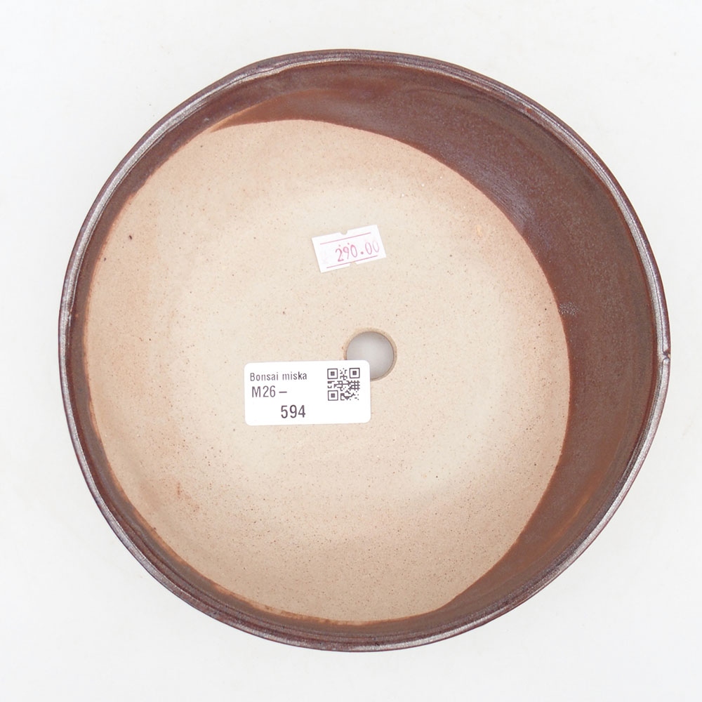 Bol à bonsaï en céramique 17,5 x 17,5 x 4,5 cm, brun