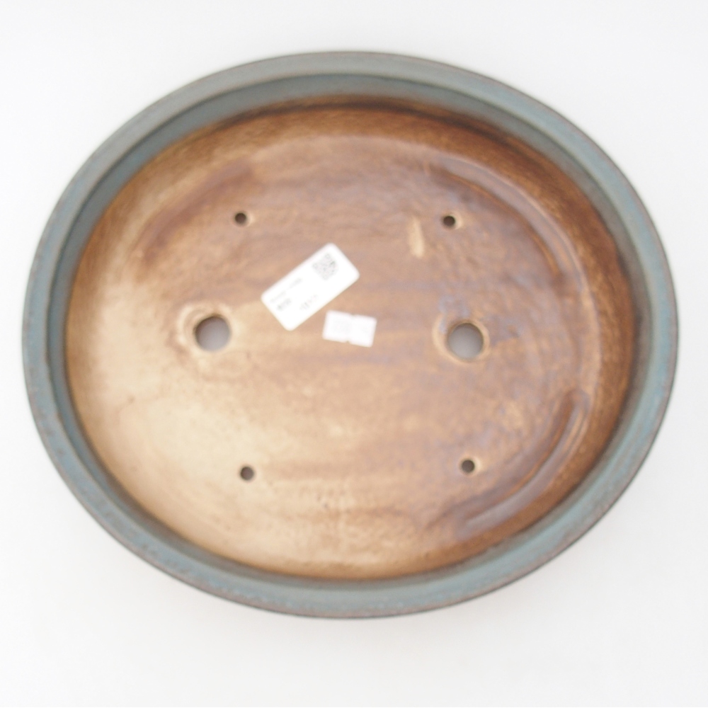 Bol à bonsaï en céramique 26 x 23,5 x 5,5 cm, couleur bleu