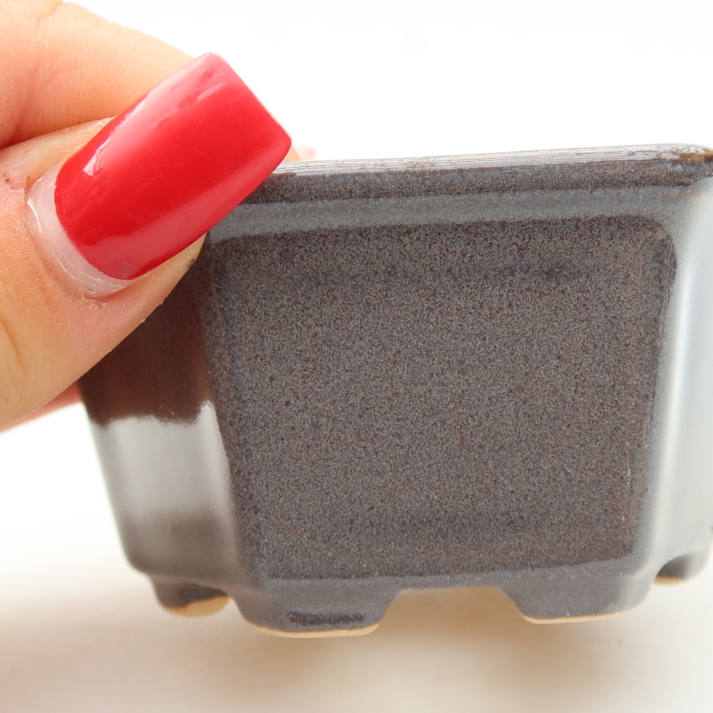 Pot à bonsaï en céramique 8 x 7 x 4 cm, couleur grise