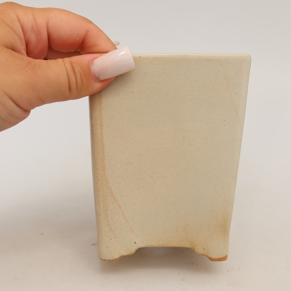 Pot à bonsaï en céramique 9 x 9 x 11,5 cm, couleur beige