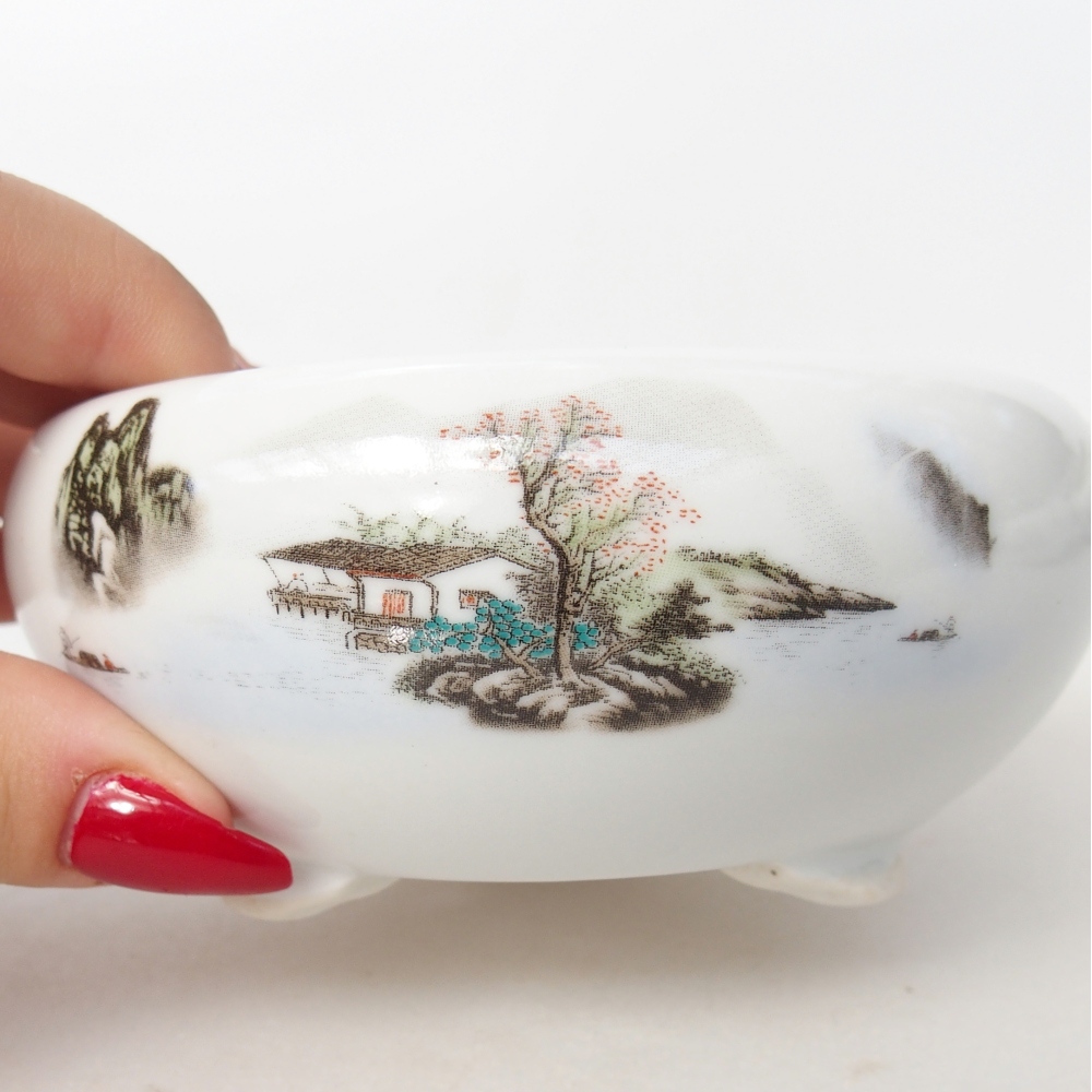 Bol à bonsaï en céramique 10 x 10 x 5 cm, couleur blanc