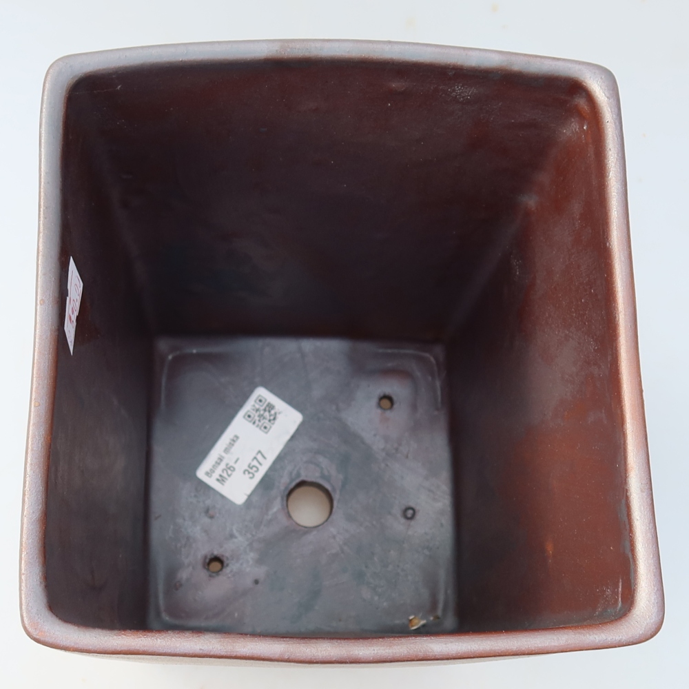 Bol à bonsaï en céramique 15 x 15 x 19,5 cm, couleur métal