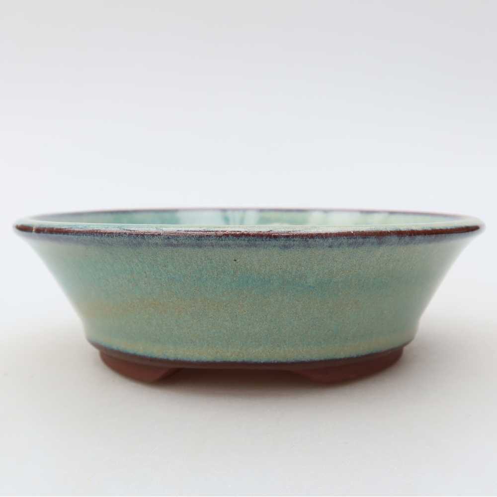 Pot à bonsaï en céramique 14,5 x 14,5 x 4,5 cm, couleur verte