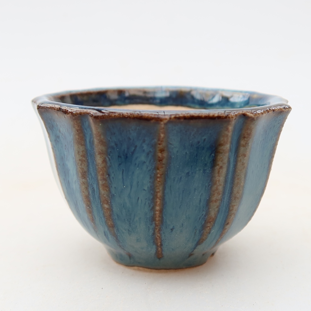 Pot à bonsaï en céramique 5,5 x 5,5 x 3,5 cm, couleur bleue