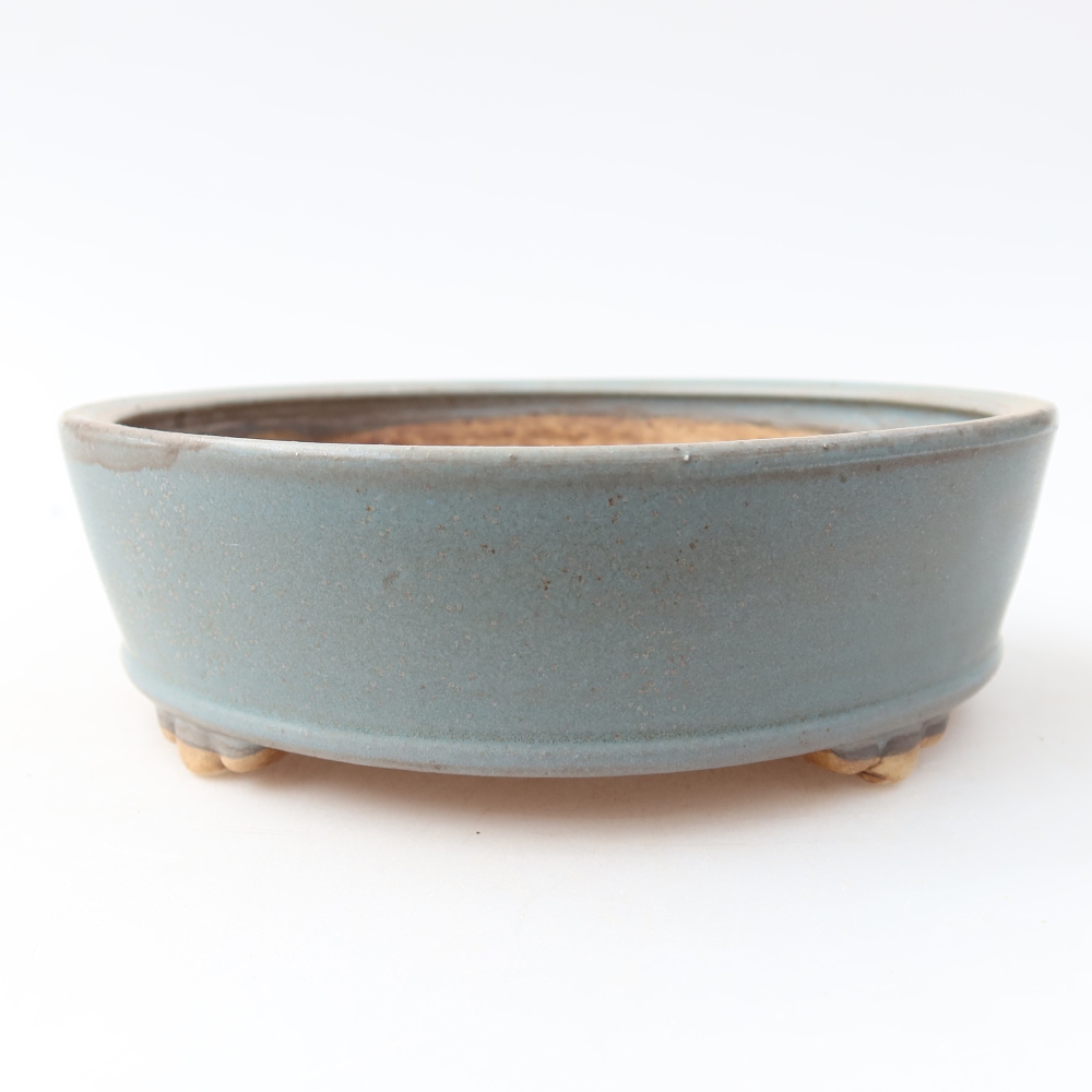 Pot à bonsaï en céramique 15,5 x 15,5 x 5 cm, couleur bleue