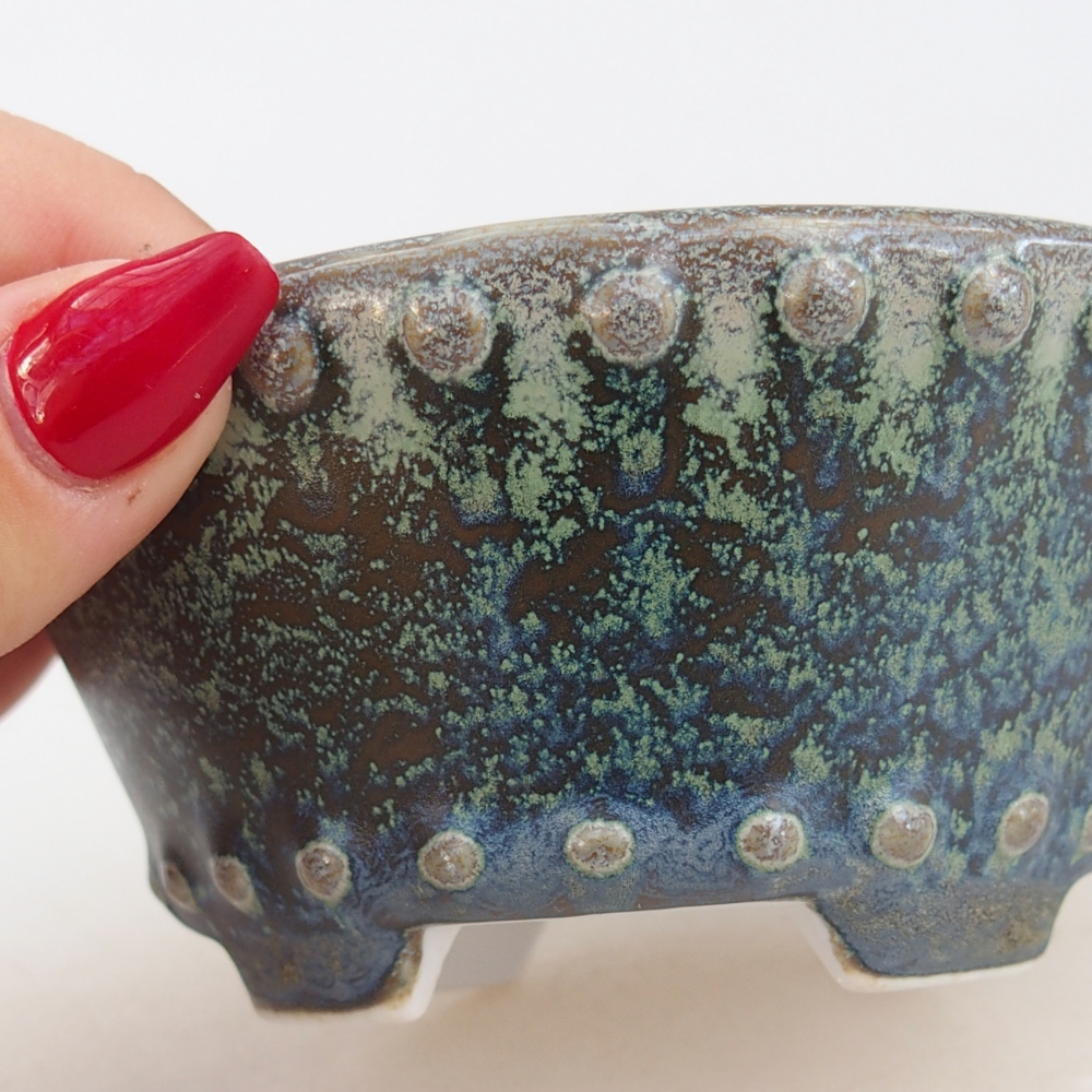 Bol à bonsaï en céramique 10,5 x 10,5 x 5 cm, vert