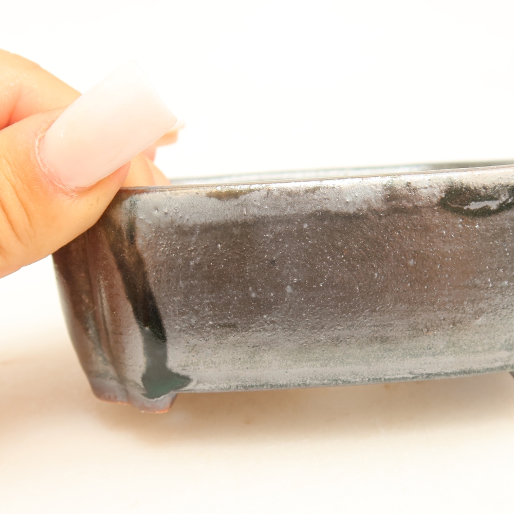 Pot à bonsaï en céramique 10,5 x 8 x 4 cm, couleur métallique
