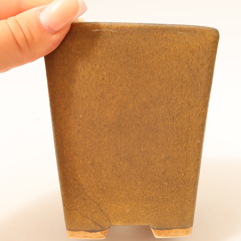 Pot à bonsaï en céramique 8,5 x 8,5 x 10,5 cm, couleur marron