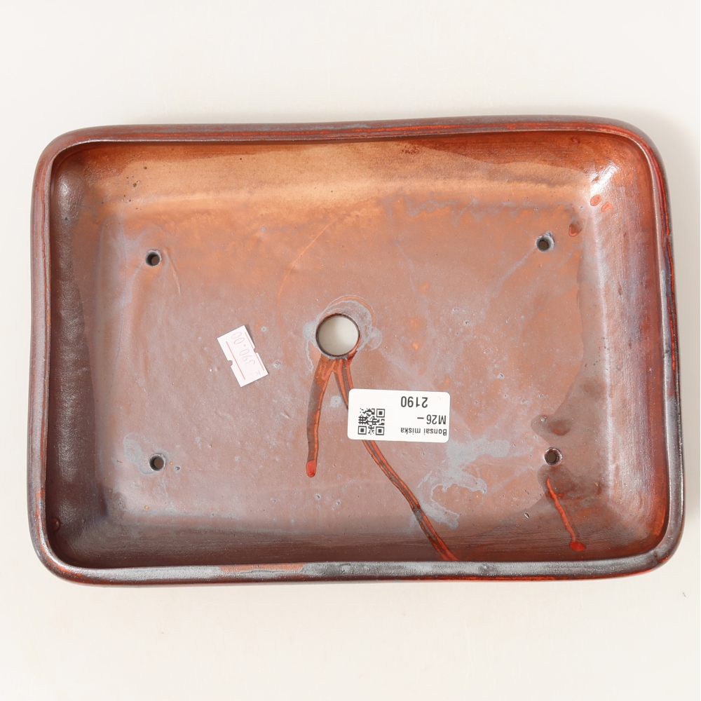 Pot à bonsaï en céramique 24 x 17,5 x 4 cm, couleur rouge métallisé