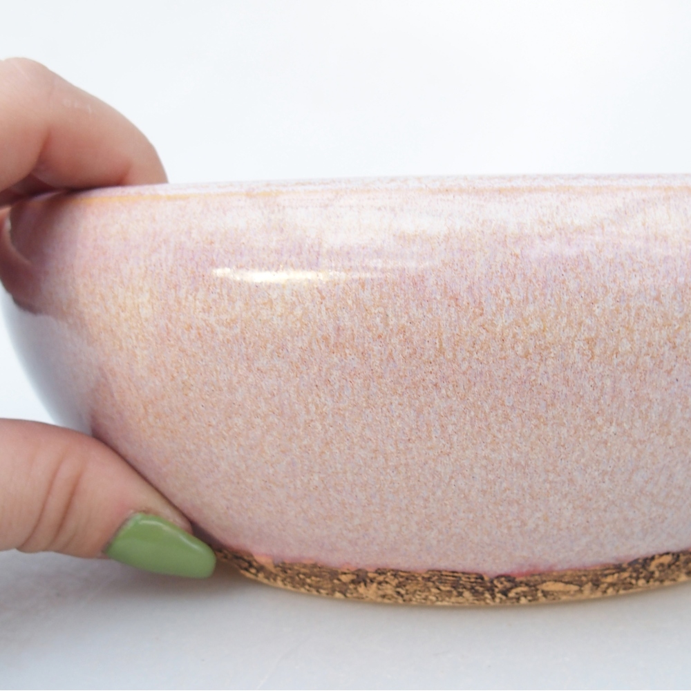 Bol à bonsaï en céramique 18,5 x 18,5 x 6,5 cm, rose