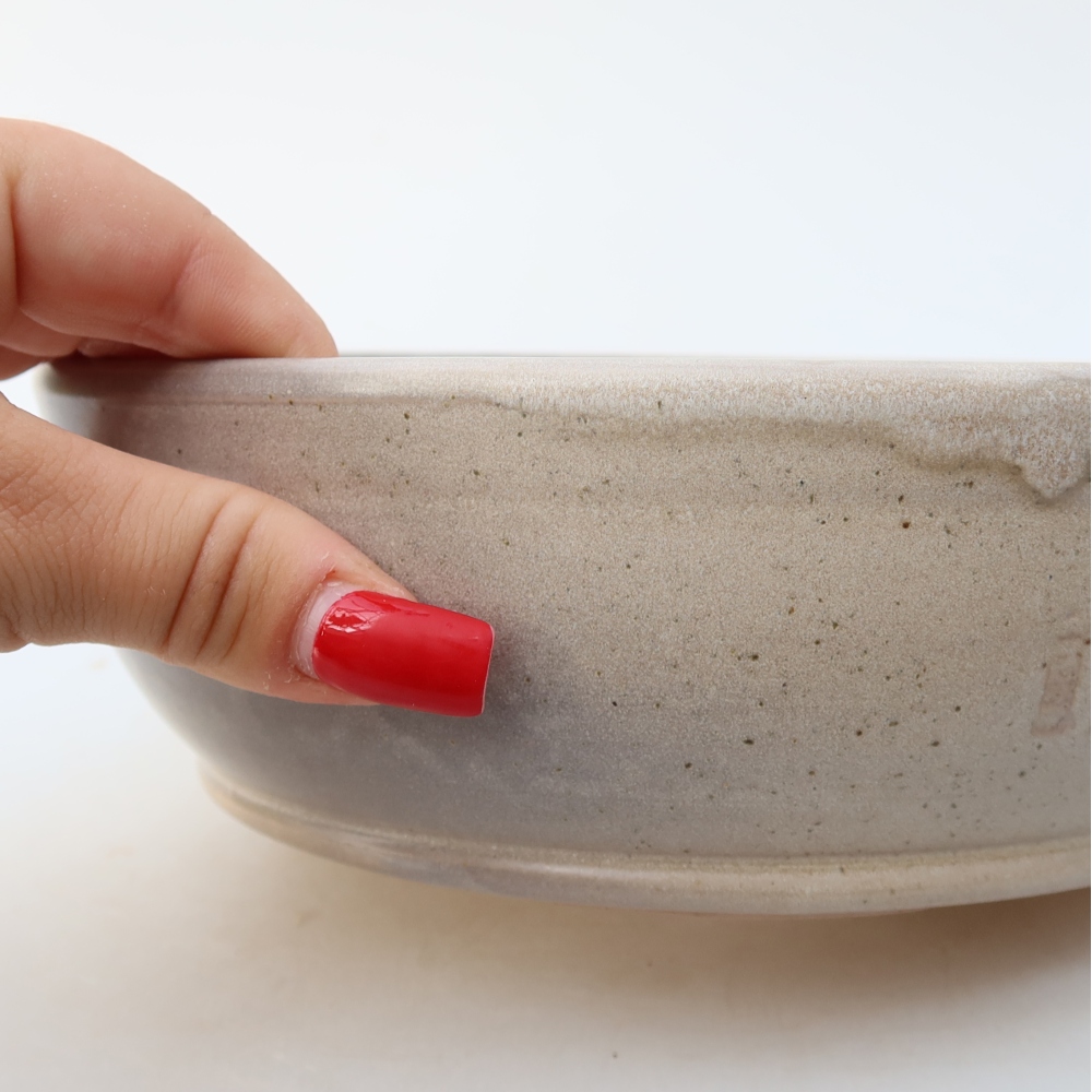 Pot à bonsaï en céramique 20 x 20 x 6,5 cm, couleur beige