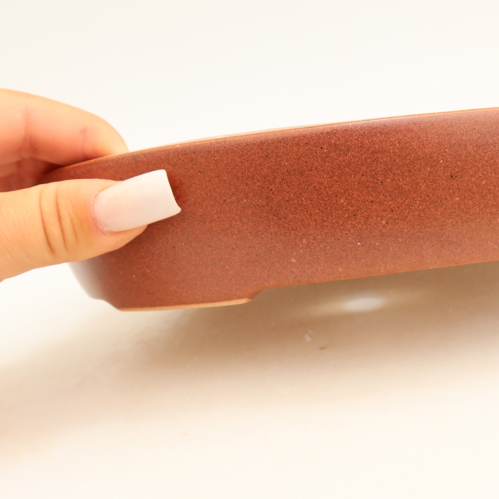Pot à bonsaï en céramique 22 x 17 x 4 cm, couleur bordeaux