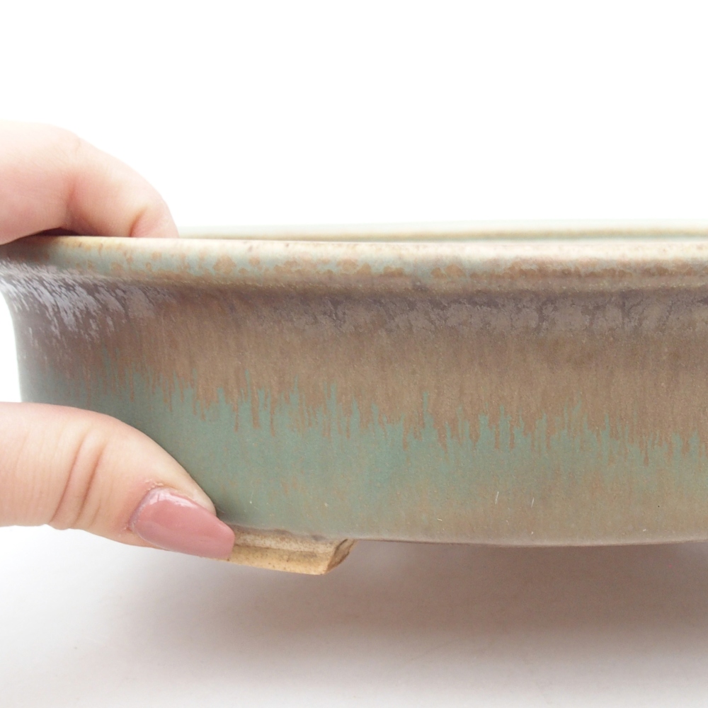 Bol à bonsaï en céramique 26 x 23,5 x 5,5 cm, vert