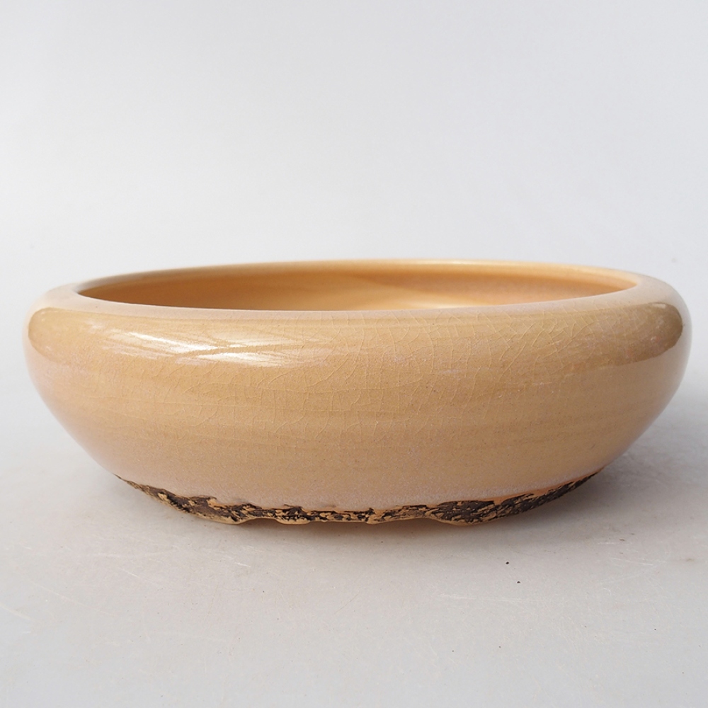 Bol à bonsaï en céramique 19 x 19 x 7 cm, couleur beige