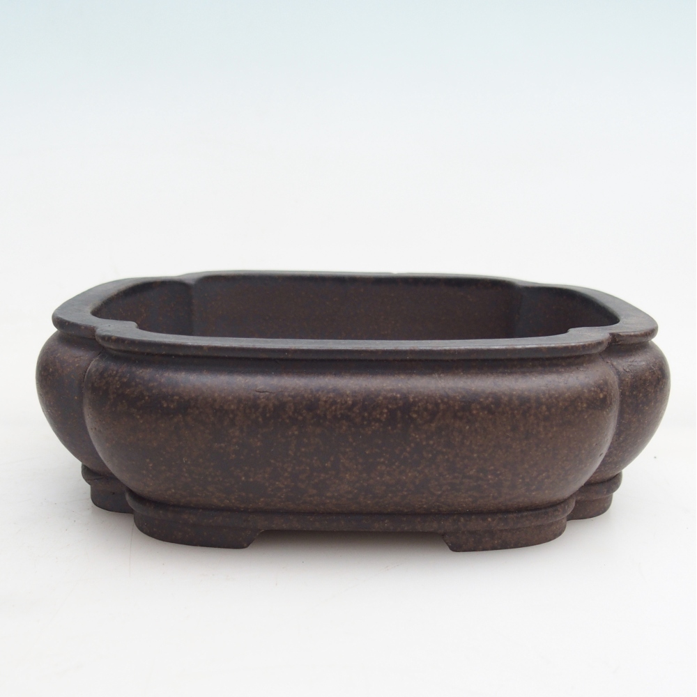 Bol à bonsaï en céramique 14 x 11 x 4,5 cm, couleur ocre brunâtre