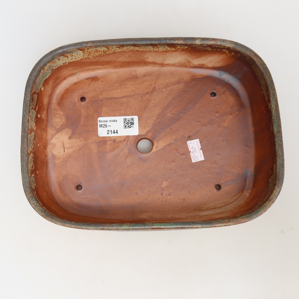 Pot à bonsaï en céramique 23 x 18 x 5,5 cm, couleur brun-vert