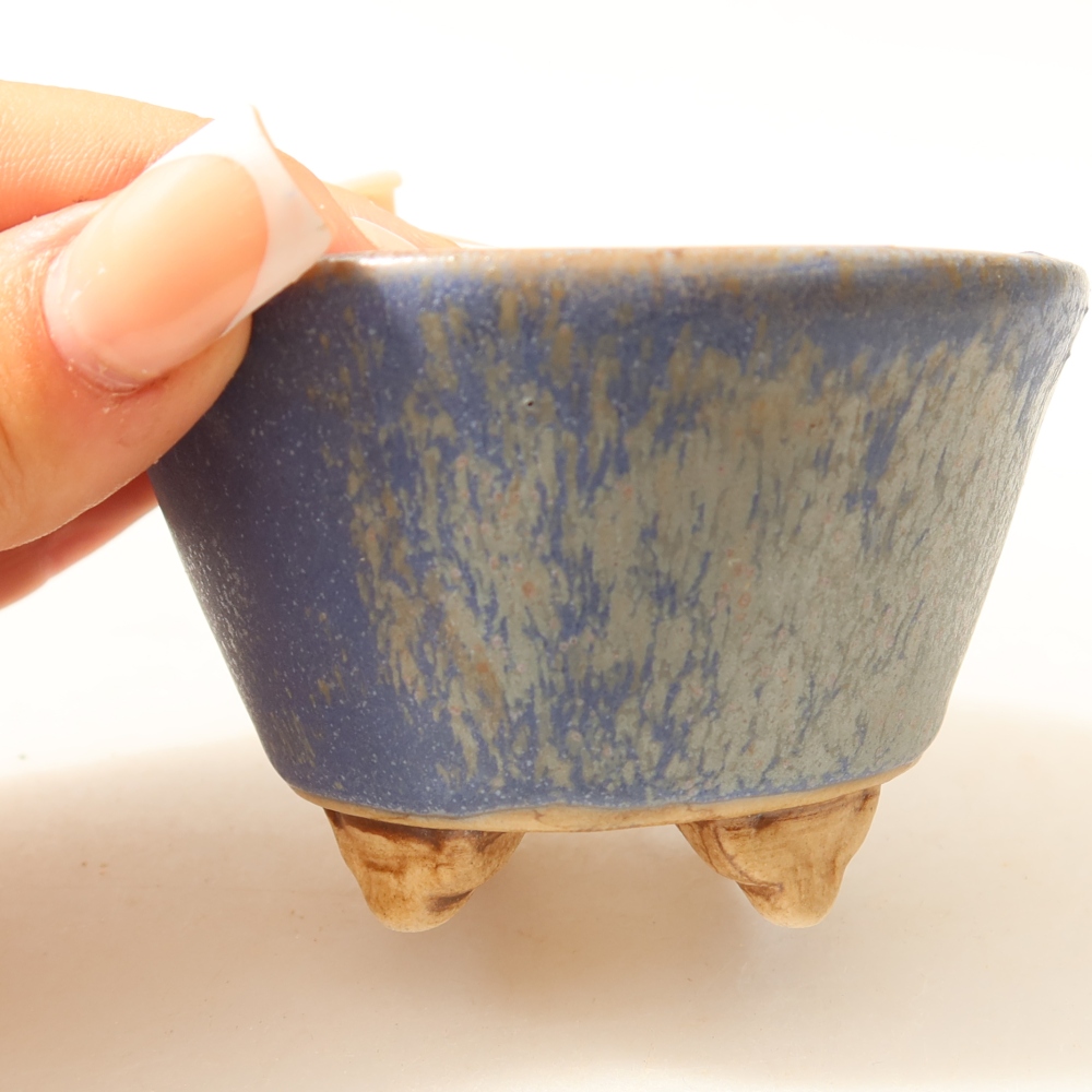 Bol à bonsaï en céramique 8,5 x 8,5 x 5 cm, couleur bleu