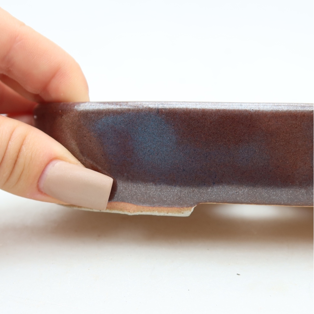 Pot à bonsaï en céramique 16 x 11 x 3,5 cm, couleur marron