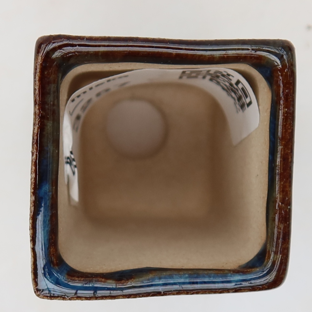 Pot à bonsaï en céramique 3 x 3 x 5,5 cm, couleur bleue