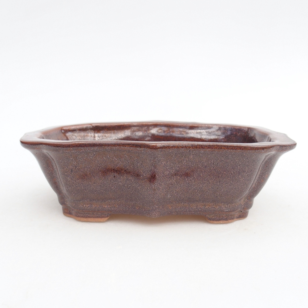 Bol à bonsaï en céramique 15,5 x 11,5 x 4,5 cm, brun