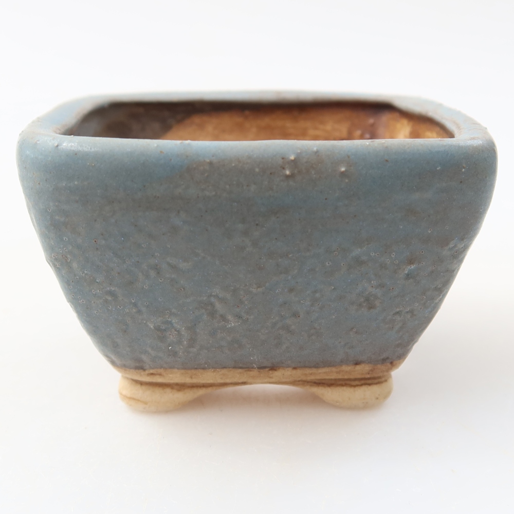 Pot à bonsaï en céramique 6 x 6 x 4 cm, couleur bleue