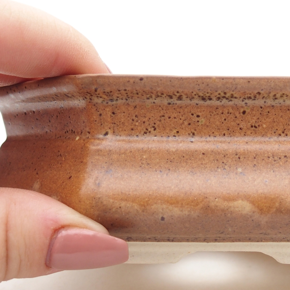 Bol à bonsaï en céramique 13,5 x 13,5 x 4,5 cm, brun