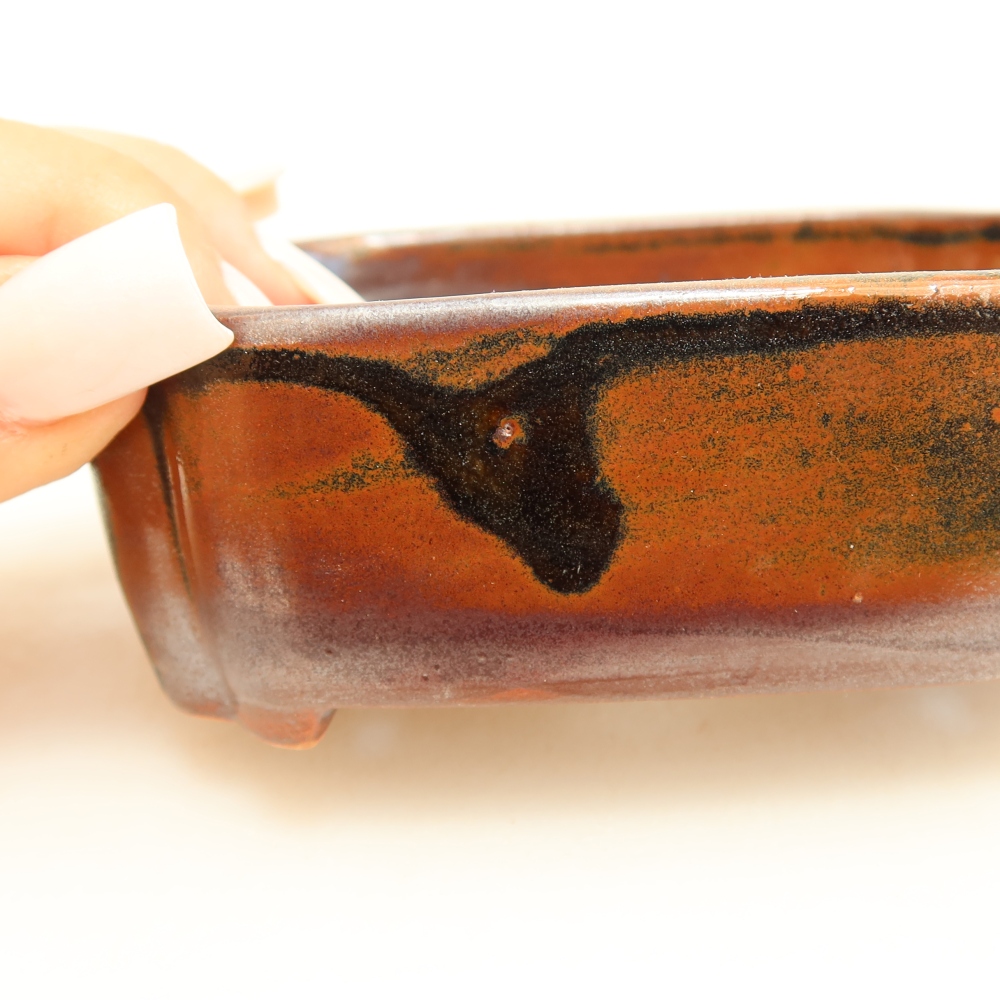 Pot à bonsaï en céramique 10,5 x 8 x 4 cm, couleur marron