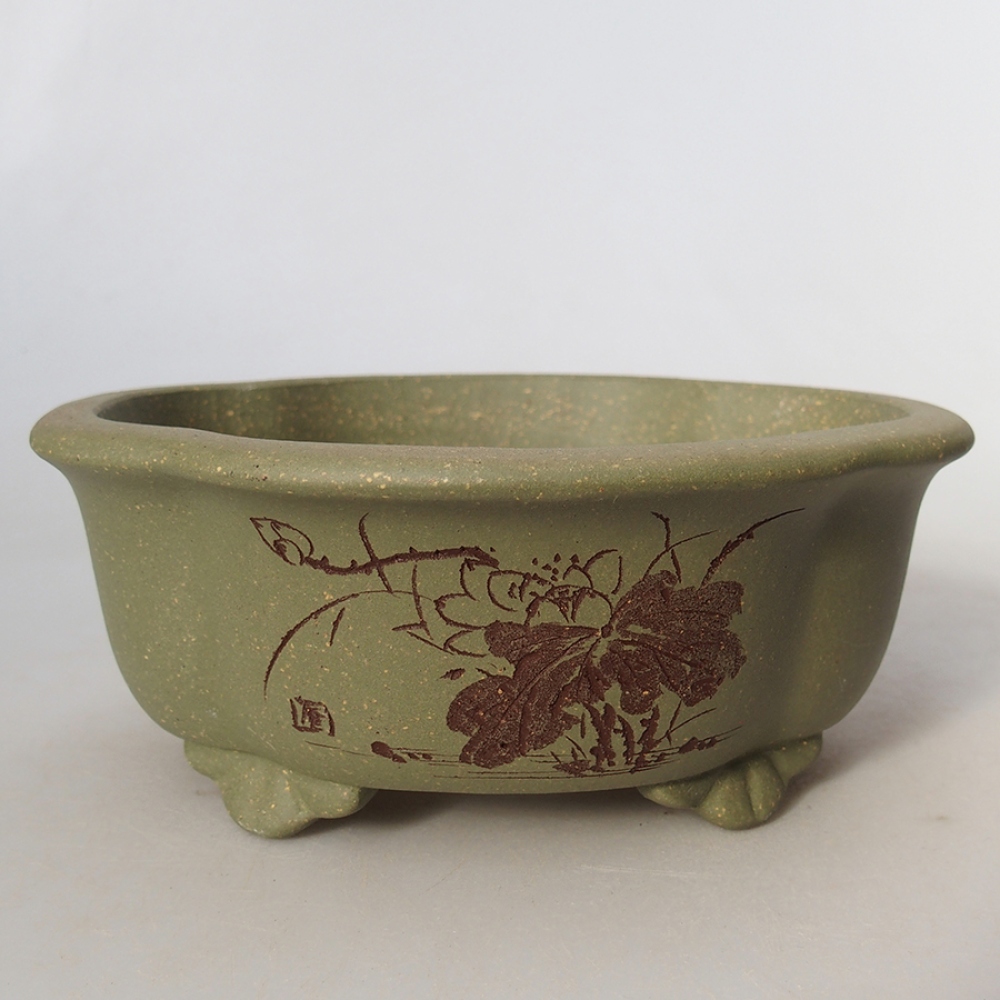 Bol à bonsaï en céramique 15,5 x 13 x 6 cm, vert