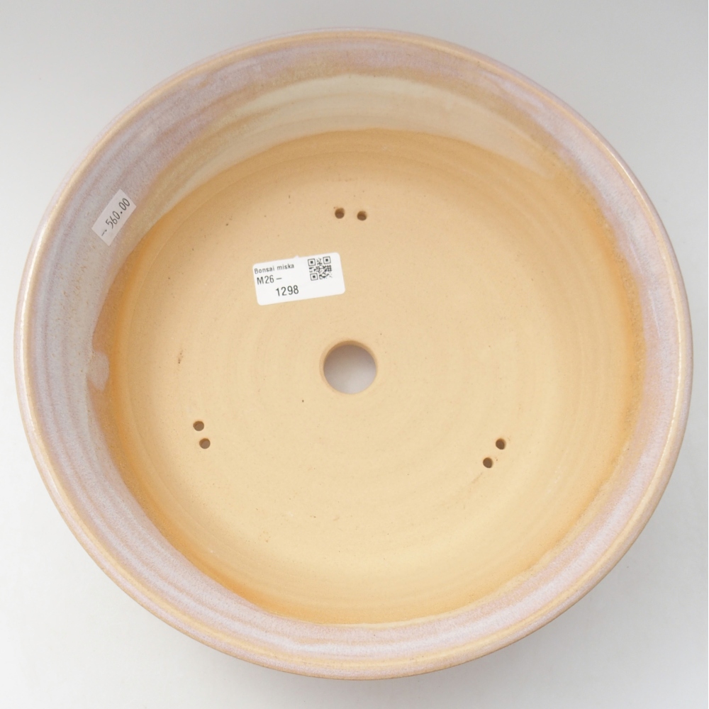 Bol à bonsaï en céramique 26,5 x 26,5 x 7,5 cm, couleur beige