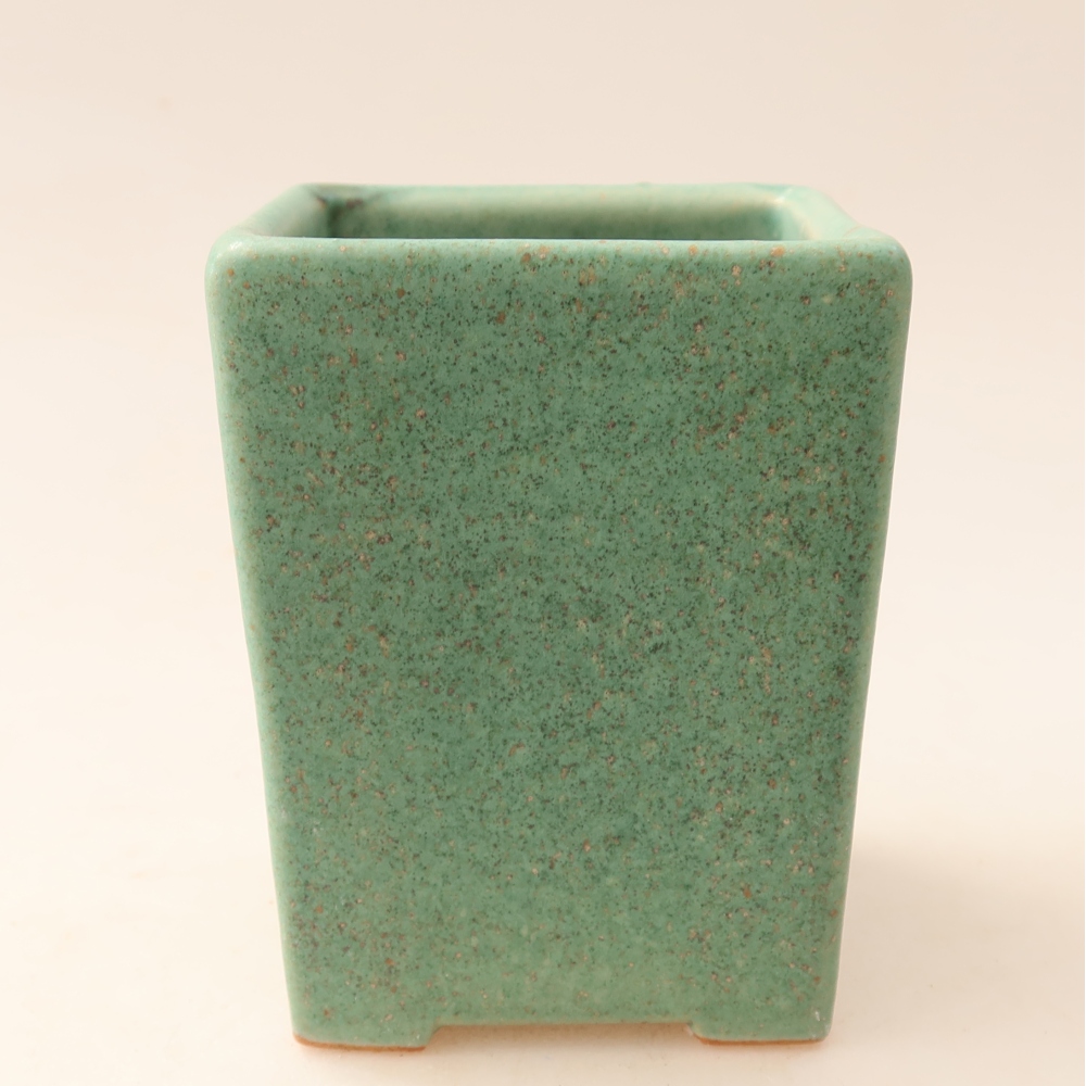 Pot à bonsaï en céramique 7,5 x 7,5 x 10 cm, couleur verte
