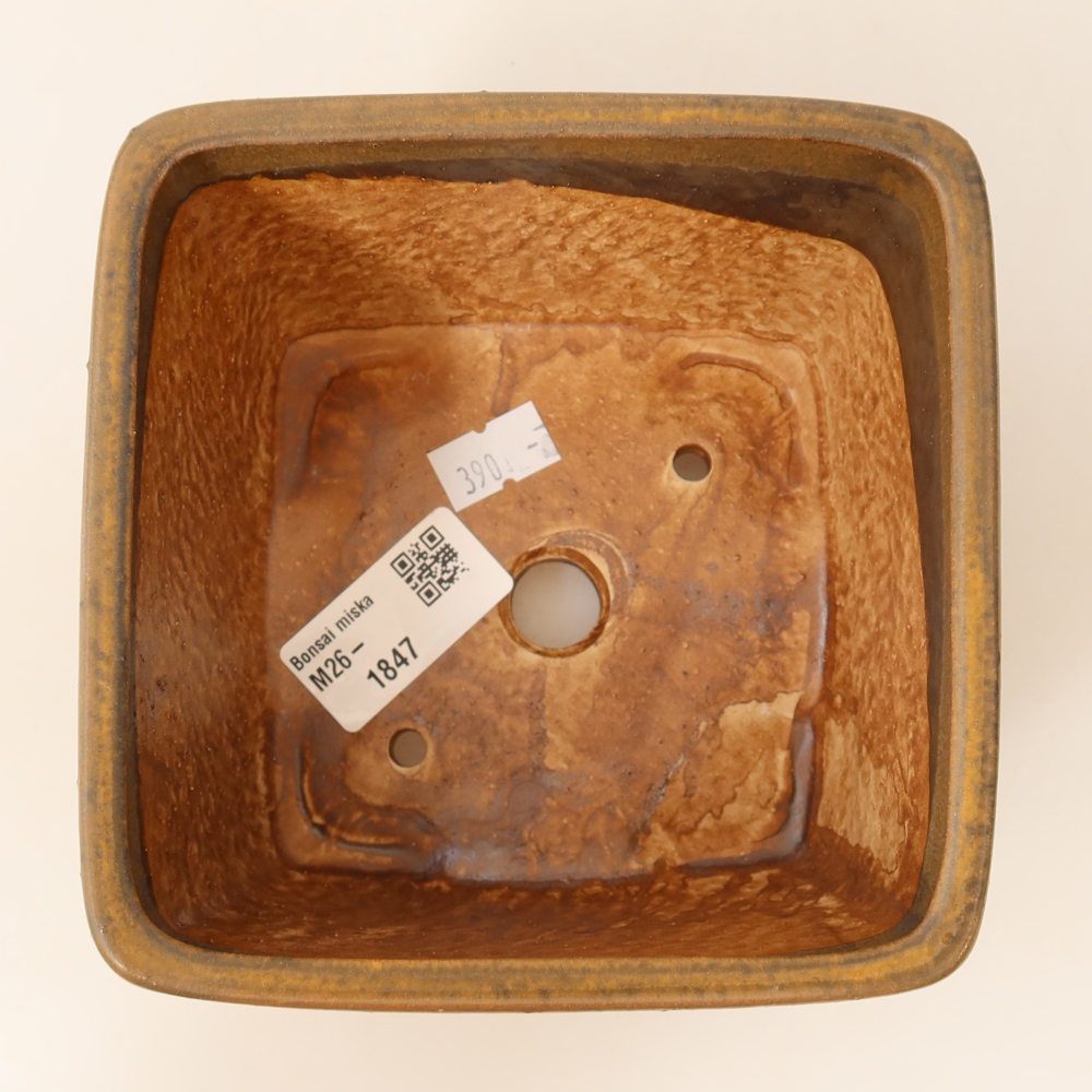 Bol à bonsaï en céramique 13 x 13 x 8 cm, brun