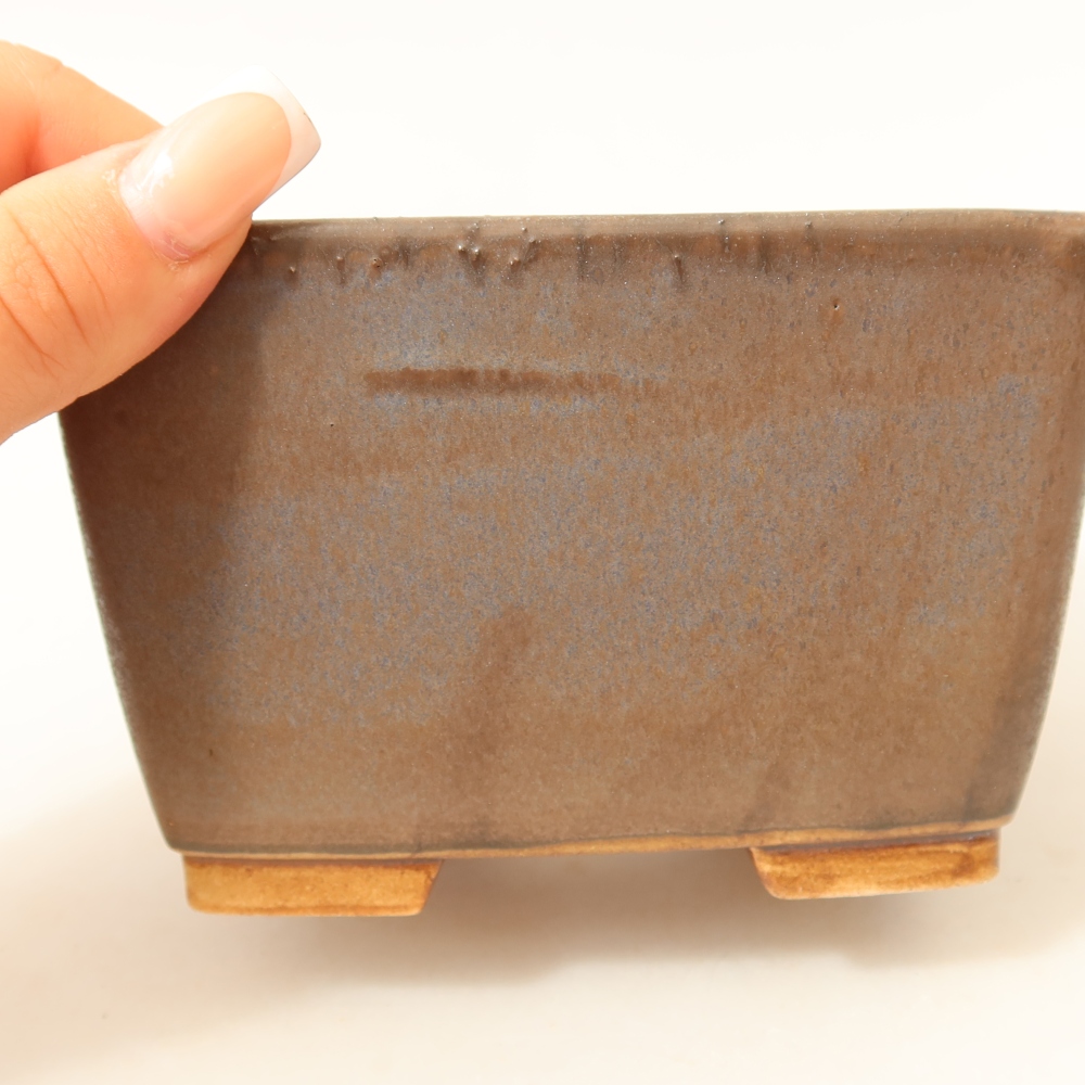 Pot à bonsaï en céramique 13 x 13 x 8 cm, couleur bleue
