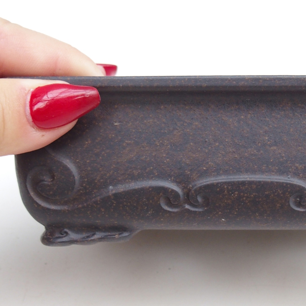 Bol à bonsaï en céramique 14,5 x 10 x 4,5 cm, couleur ocre brunâtre