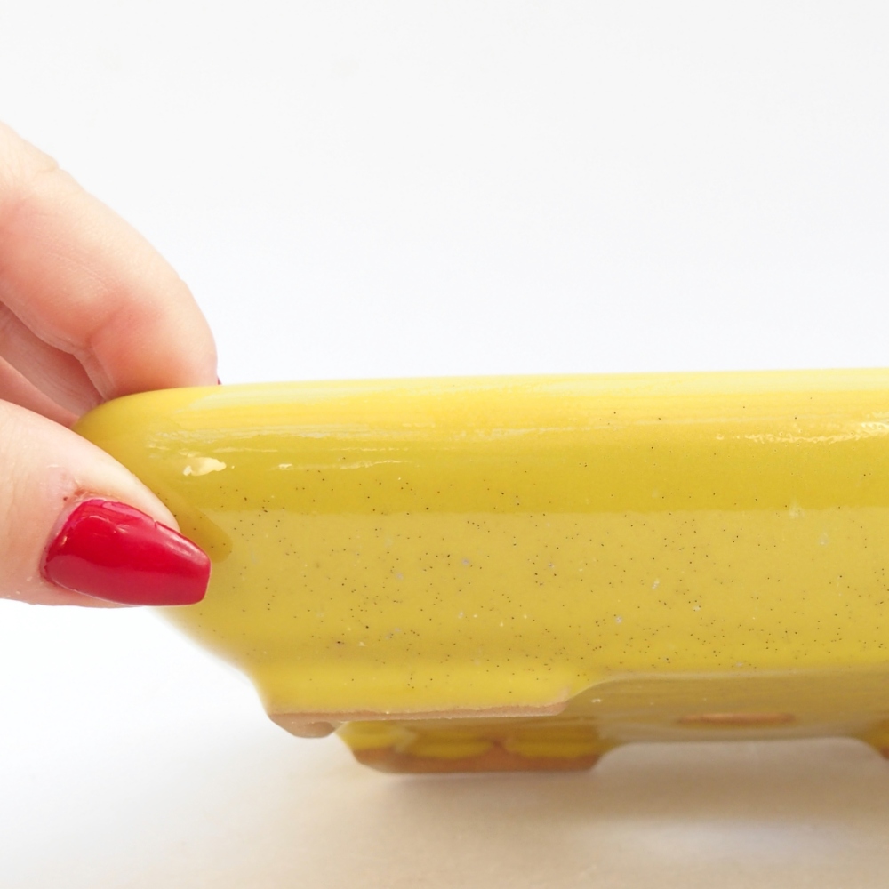 Bol à bonsaï en céramique 16,5 x 13,5 x 3,5 cm, jaune