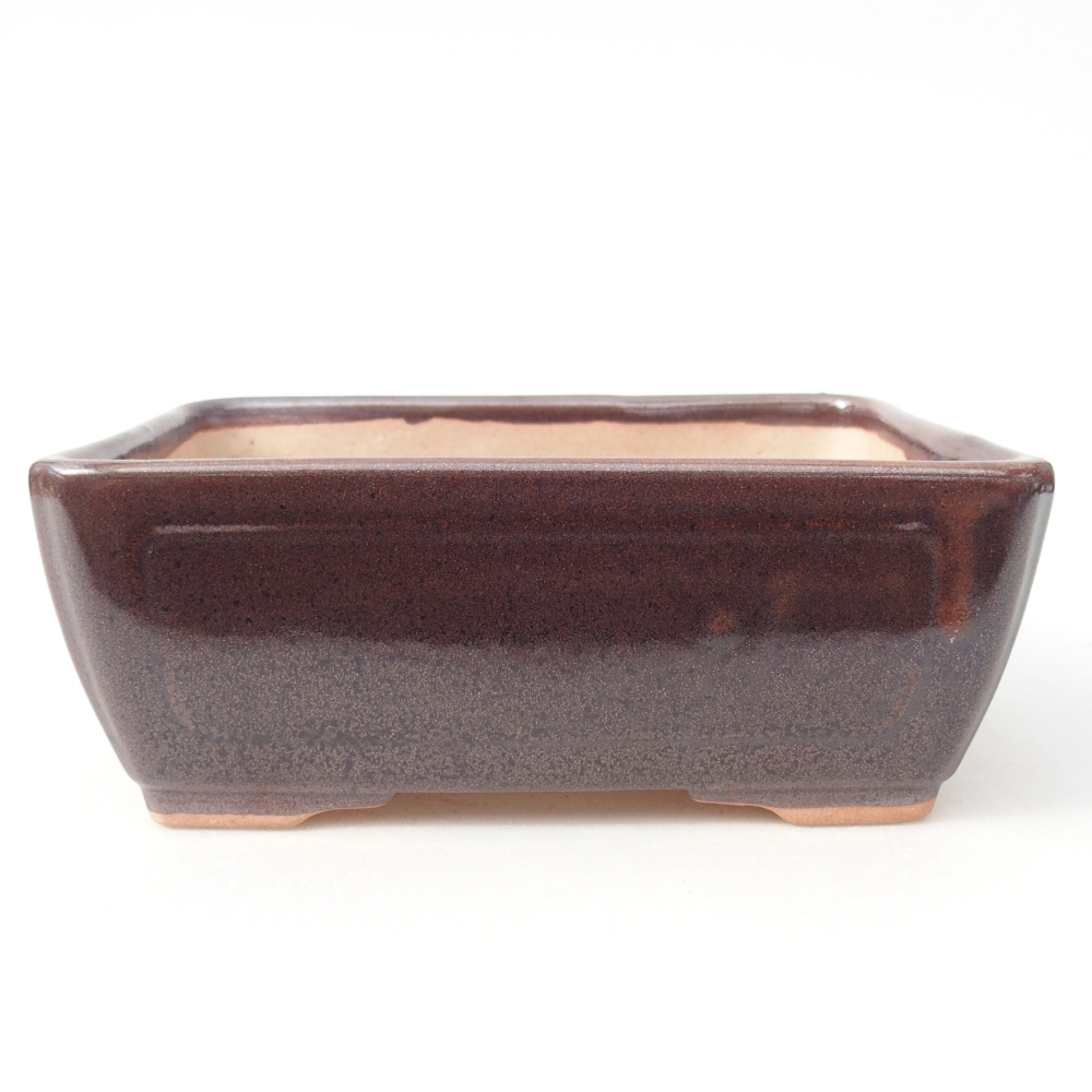 Bol à bonsaï en céramique 15,5 x 11,5 x 6 cm, brun