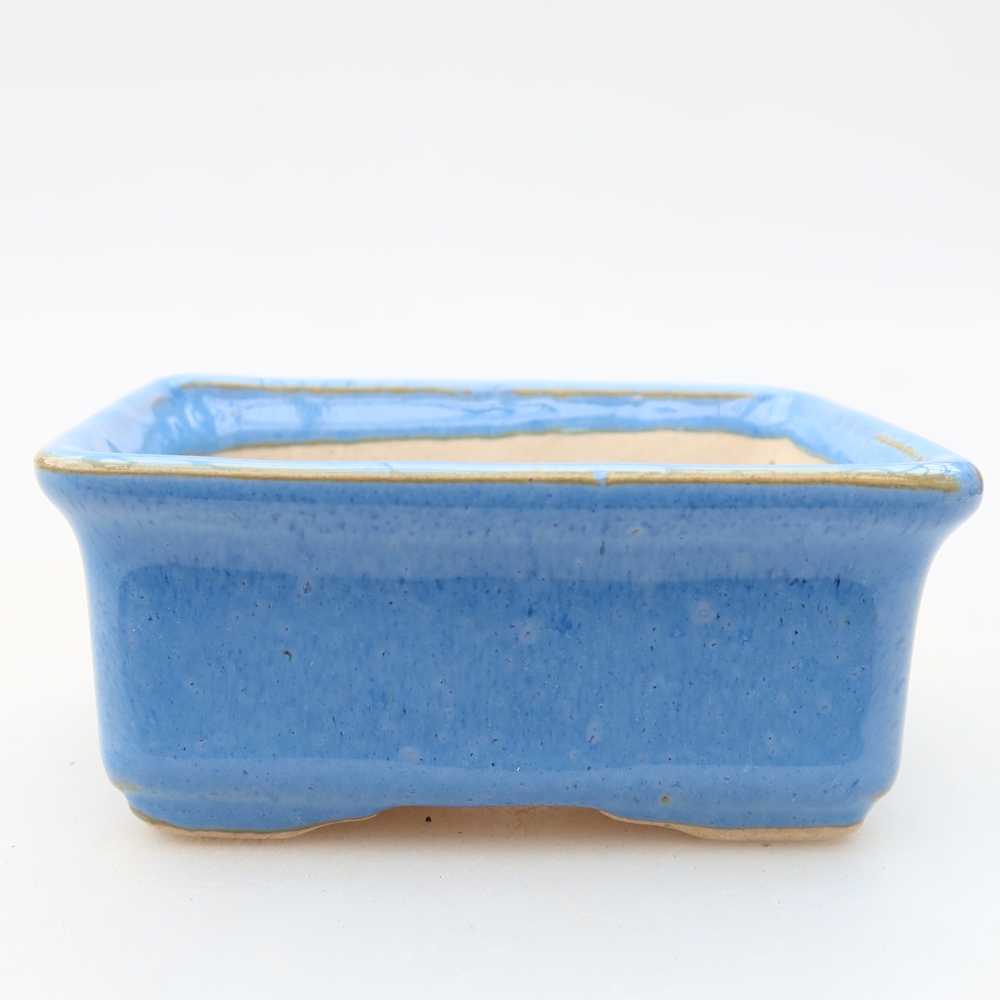 Pot à bonsaï en céramique 8 x 6,5 x 3,5 cm, couleur bleue