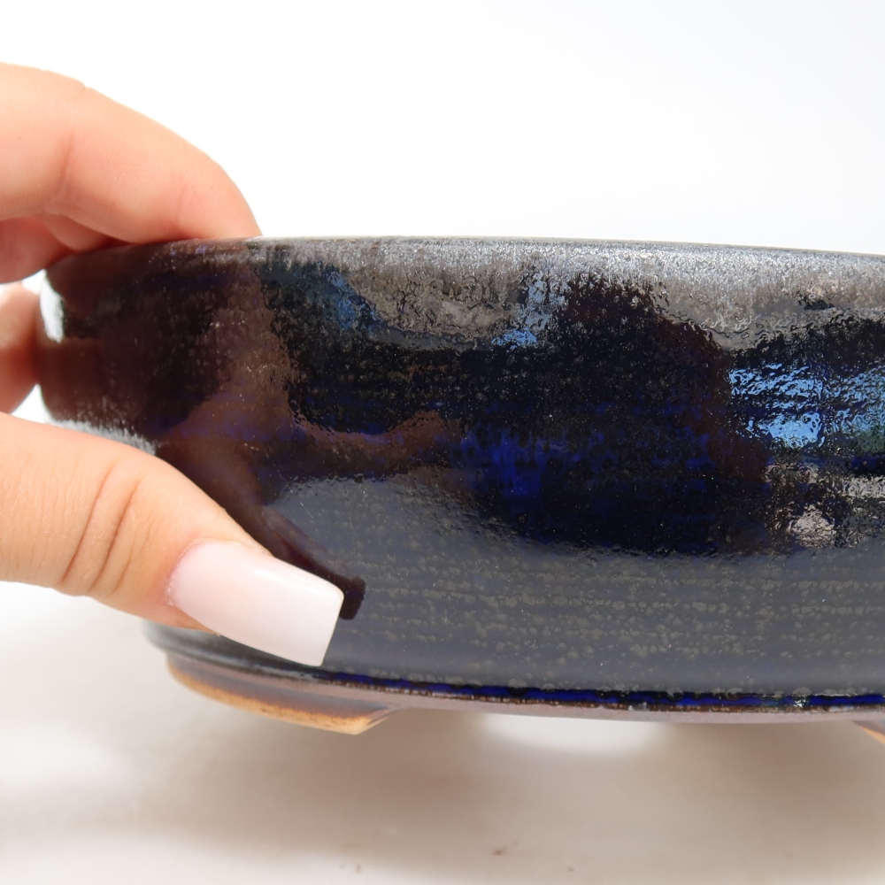 Bol à bonsaï en céramique 18 x 18 x 6,5 cm, couleur bleu