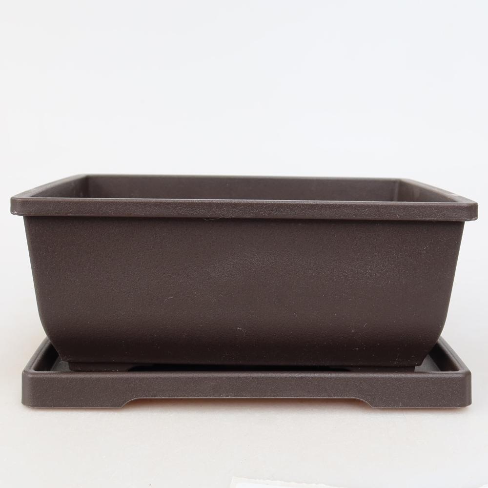 Pot à bonsaï + soucoupe en plastique MP-1 - 15 x 11 x 7 cm