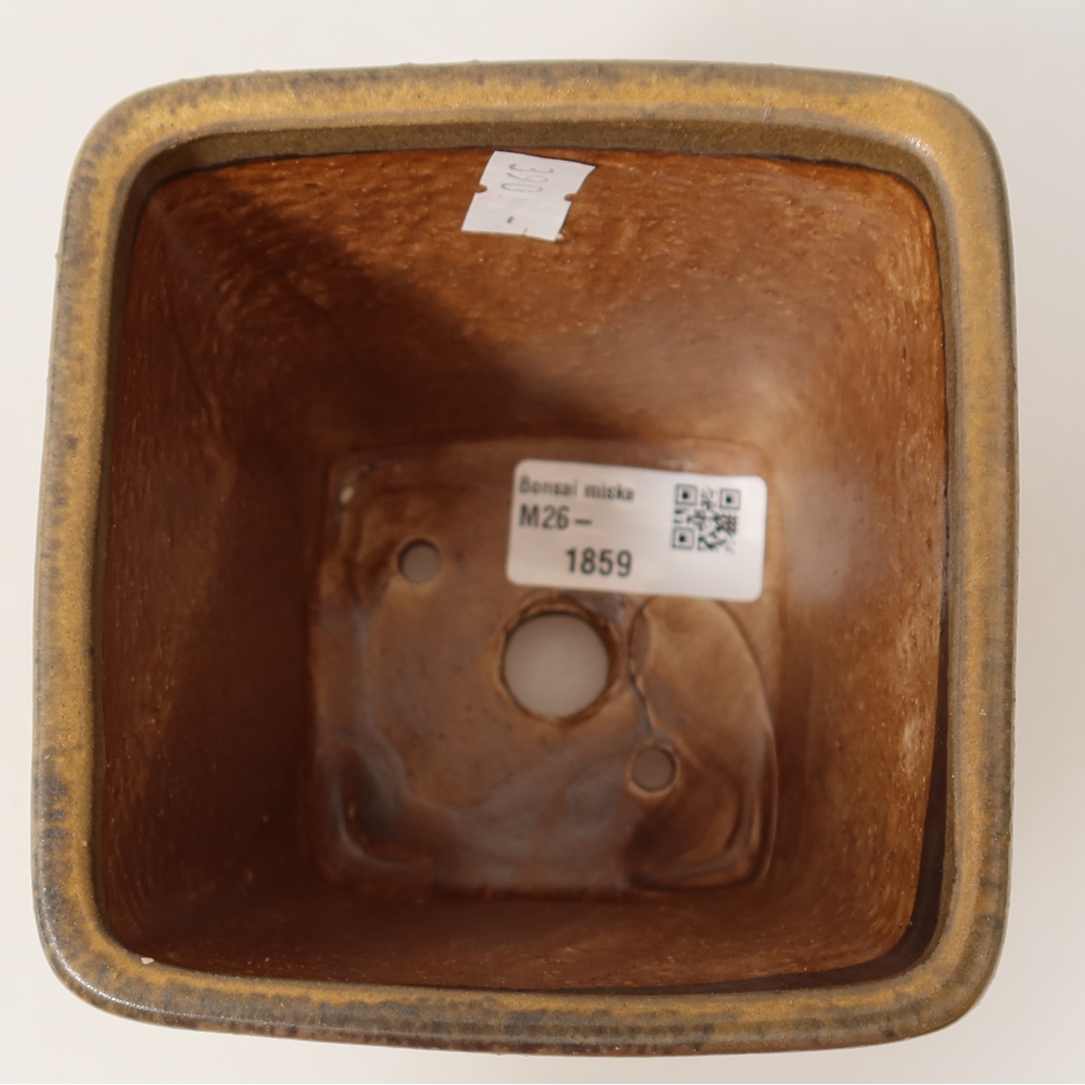 Pot à bonsaï en céramique 10,5 x 10,5 x 12 cm, couleur marron